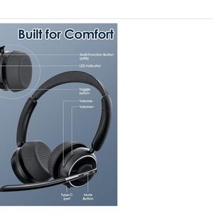 Black Wireless Headset with USB Dongle